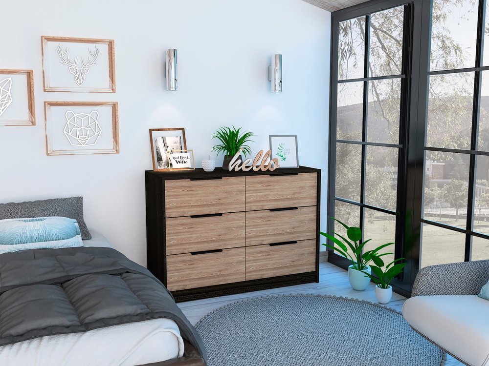 42" Brown and White Four Drawer Dresser