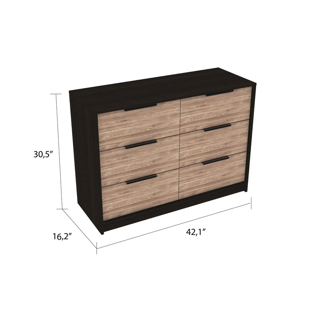 42" Brown and White Four Drawer Dresser