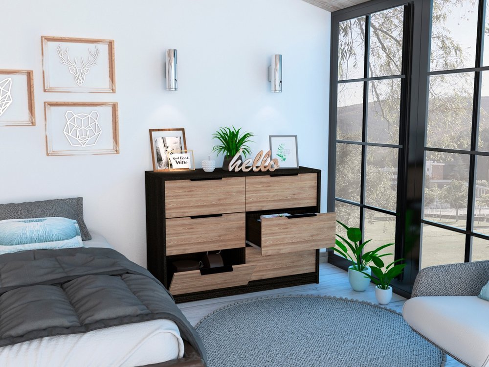 42" Brown and White Four Drawer Dresser