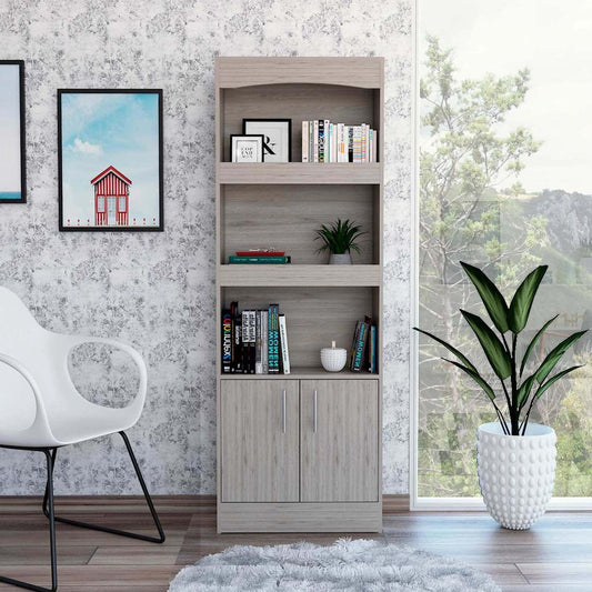 Librería de tres niveles de 71" con dos puertas