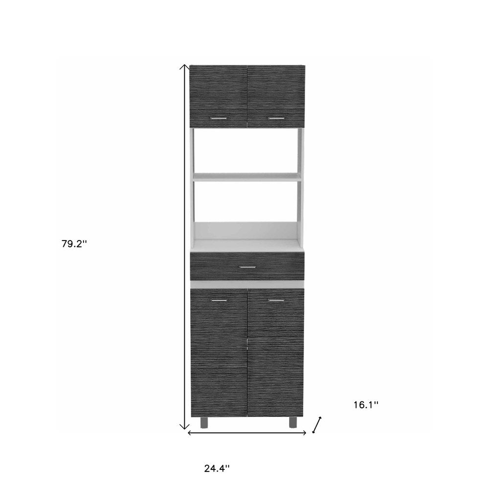Despensa gris de 79" con tres estantes de almacenamiento