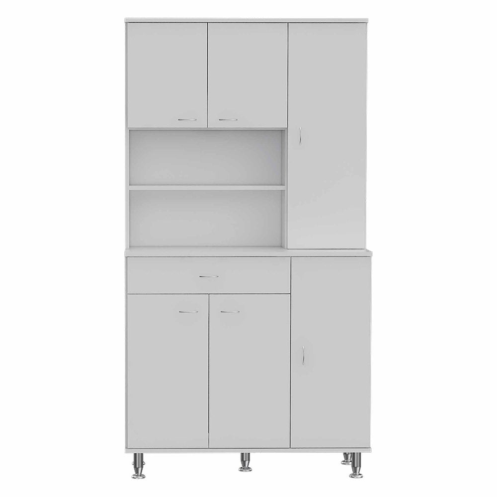 Alacena blanca de 67" con cinco estantes de almacenamiento