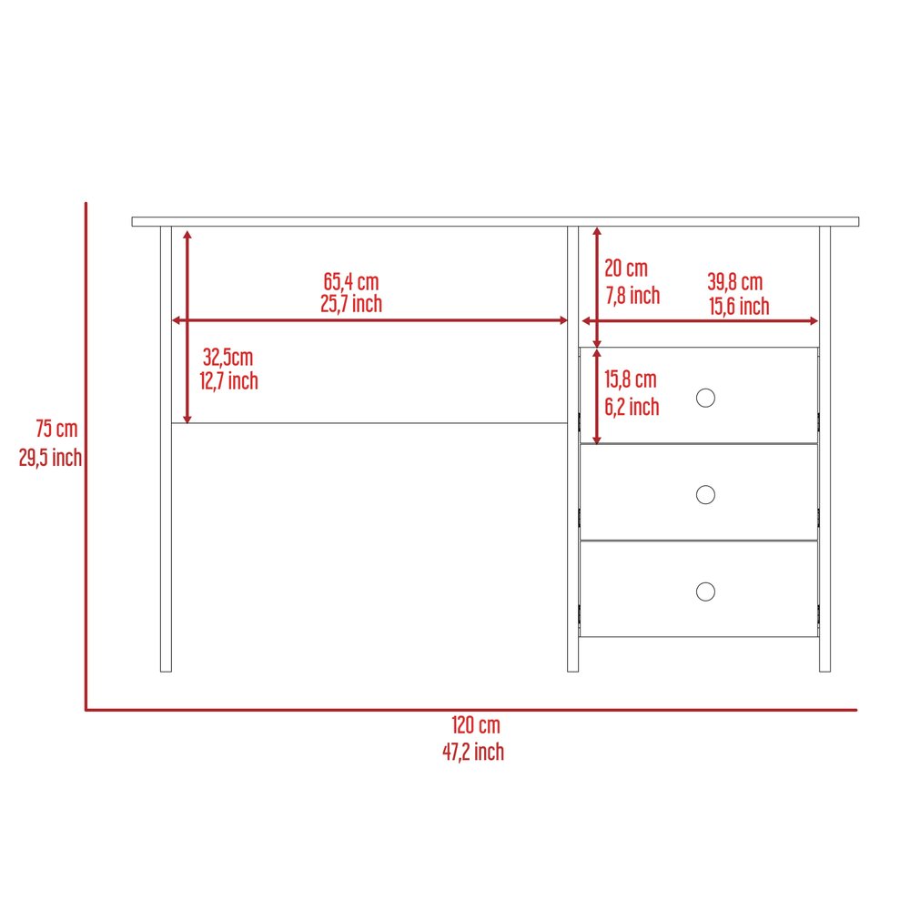 47" Light Gray and Brown Wood Computer Desk With Three Drawers