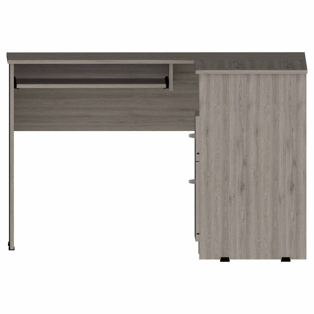 Escritorio para computadora en forma de L de 41" en gris claro con dos cajones