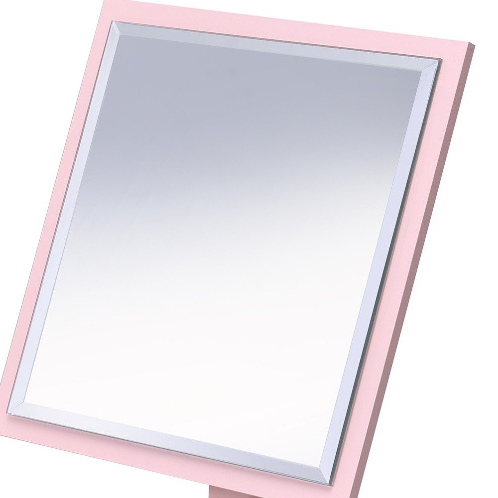 Espejo de sobremesa rectangular rosa para maquillaje y afeitado