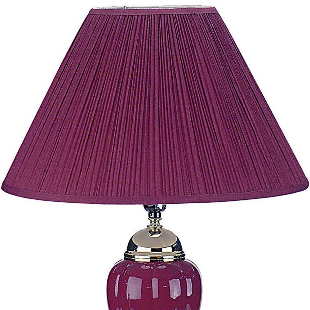 Lámpara de mesa de noche de cerámica plateada de 27" con pantalla estilo imperio magenta