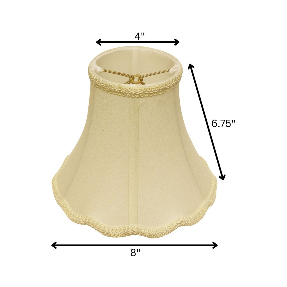 Pantalla de lámpara Shantung de 8" con festón inclinado en color marfil y campana Monay