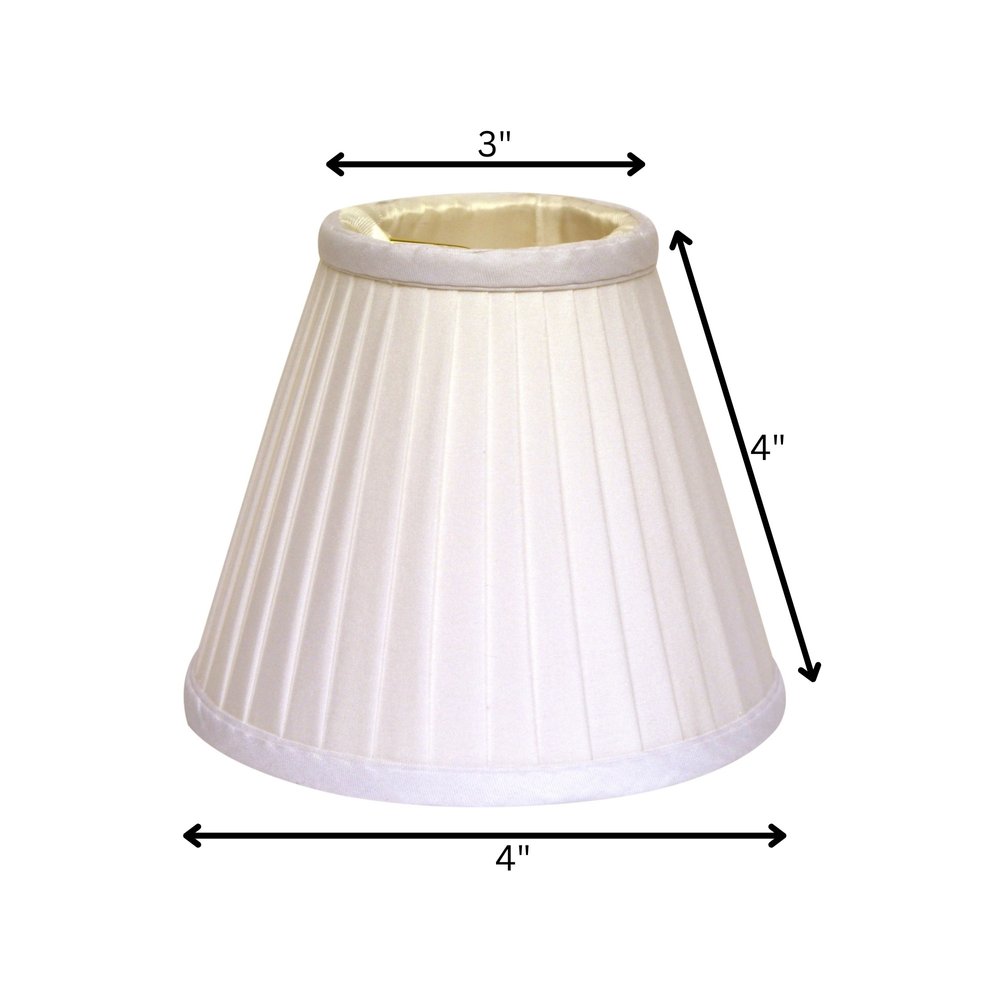 Juego de 6 pantallas de seda para lámpara de araña con pliegues inclinados, color blanco, de 4"