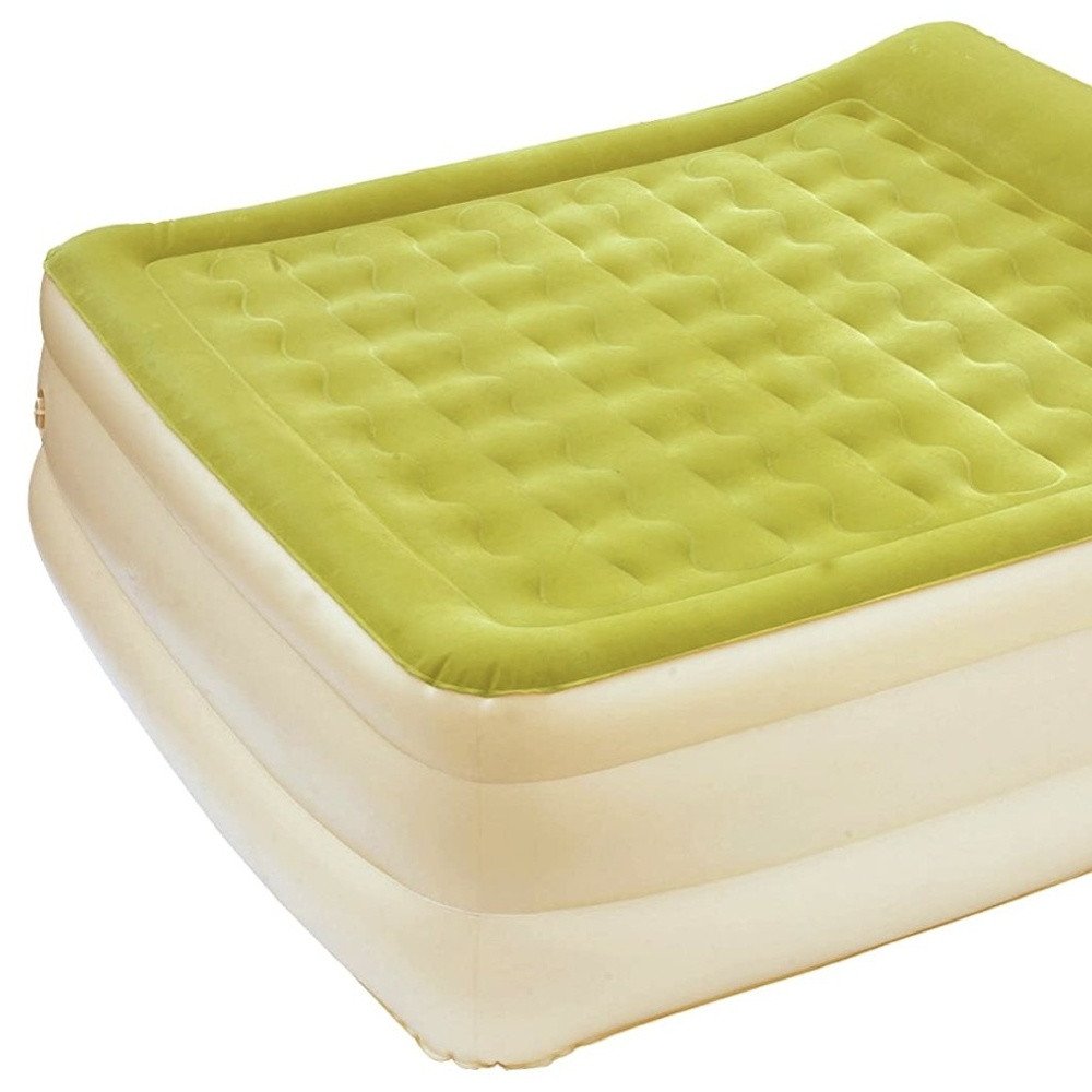 Colchón inflable tamaño queen con cabeza elevada, color verde musgo