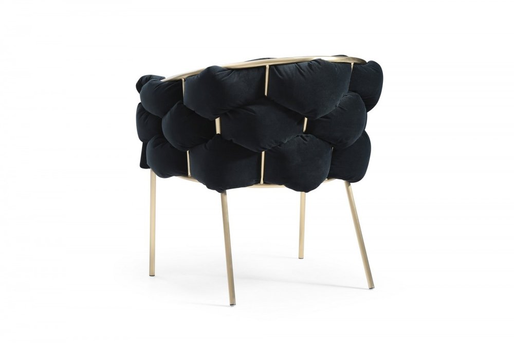 Black and Brass Upholstered Fabric Dining Arm Chair
