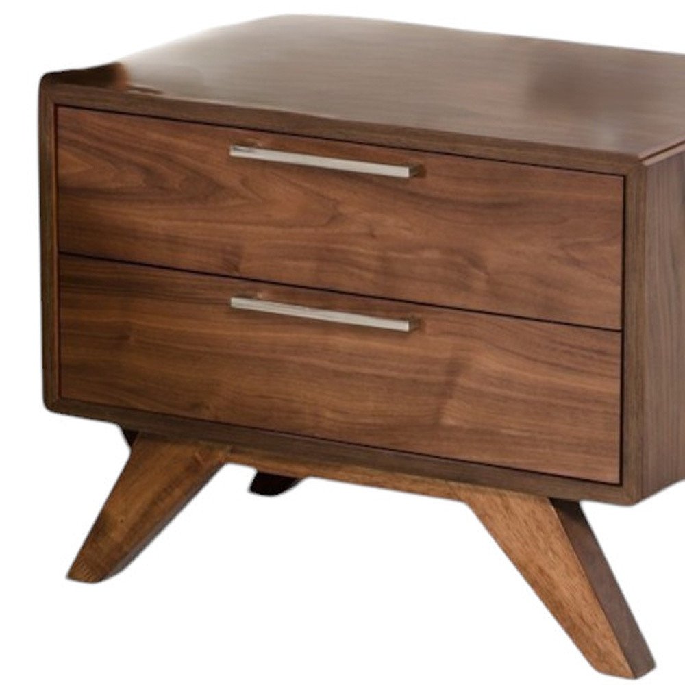 Mesita de noche de dos cajones de madera maciza y madera de 18"
