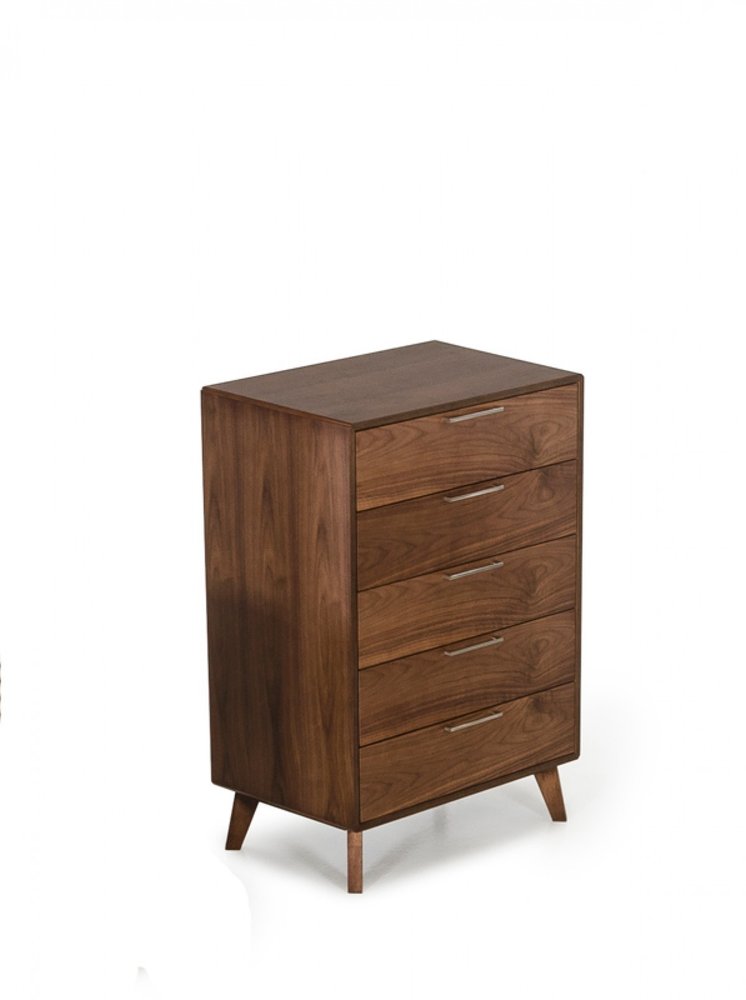 Cómoda de cinco cajones de madera maciza de nogal de 30"