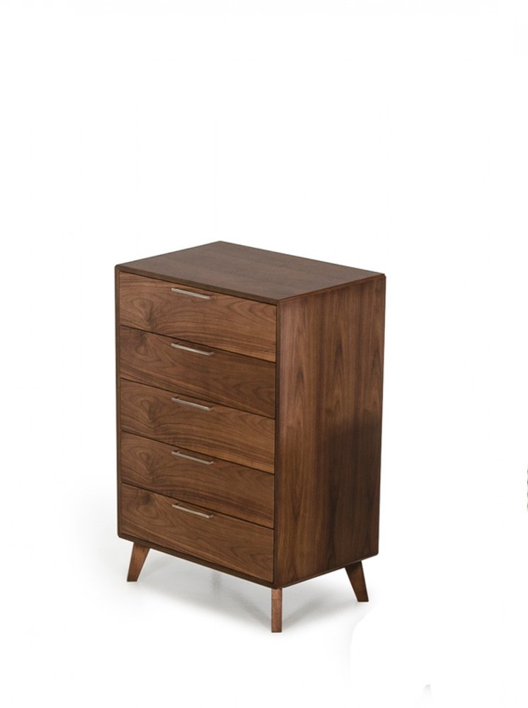 Cómoda de cinco cajones de madera maciza de nogal de 30"