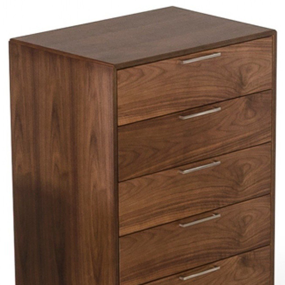 Cómoda de cinco cajones de madera maciza de nogal de 30"