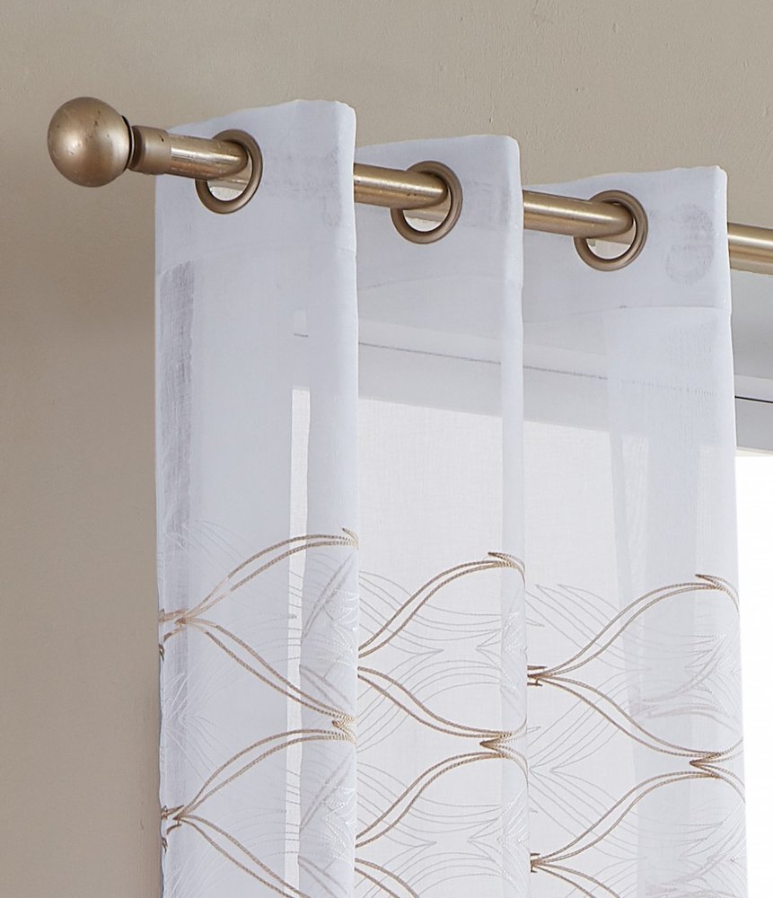 Set of Two 84" Gold Wave Embroidered Window Panels