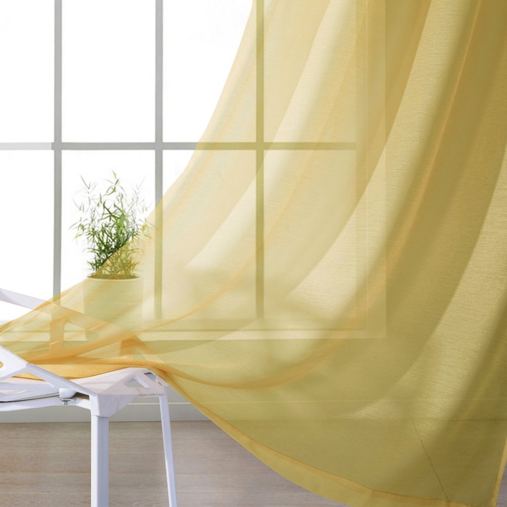 Set of Two 84" Gold Solid Modern Window Panels
