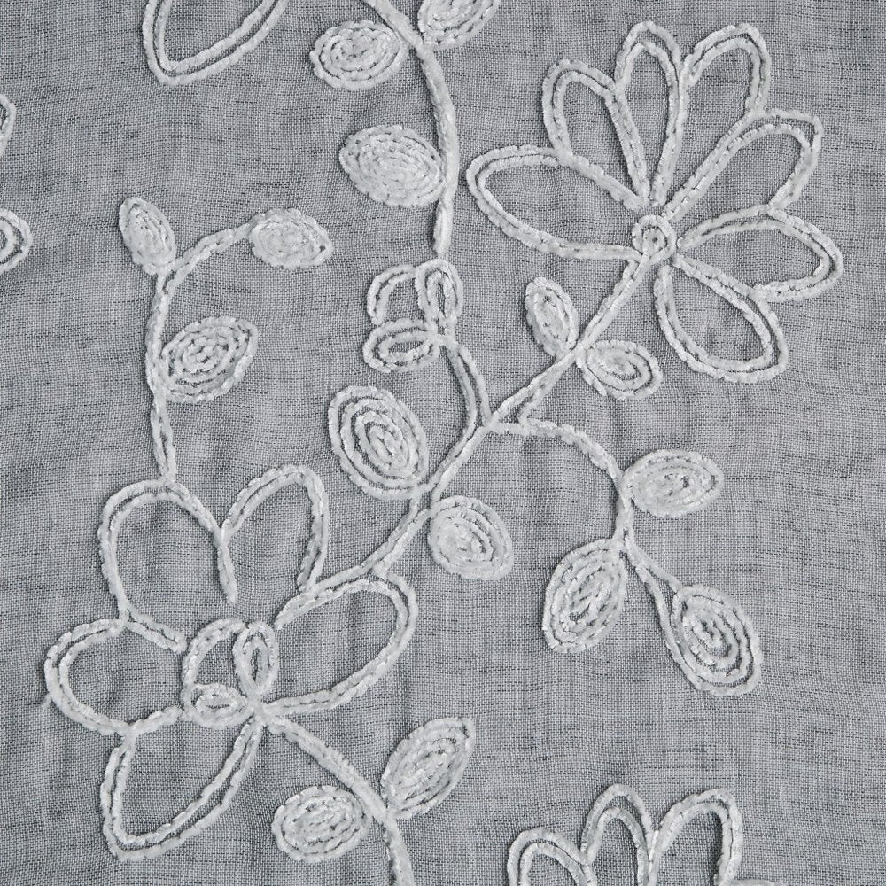 Set of Two 84" Silver Floral Embroidered Window Panels