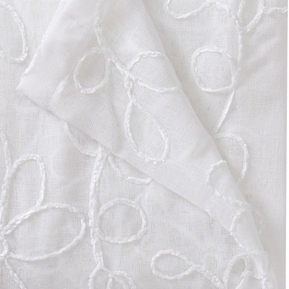 Set of Two 84" White Floral Embroidered Window Panels