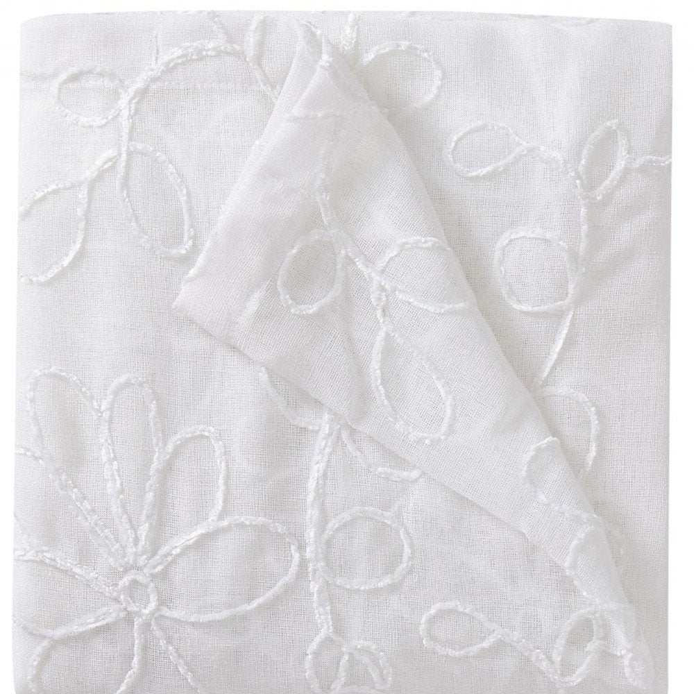 Set of Two 84" White Floral Embroidered Window Panels