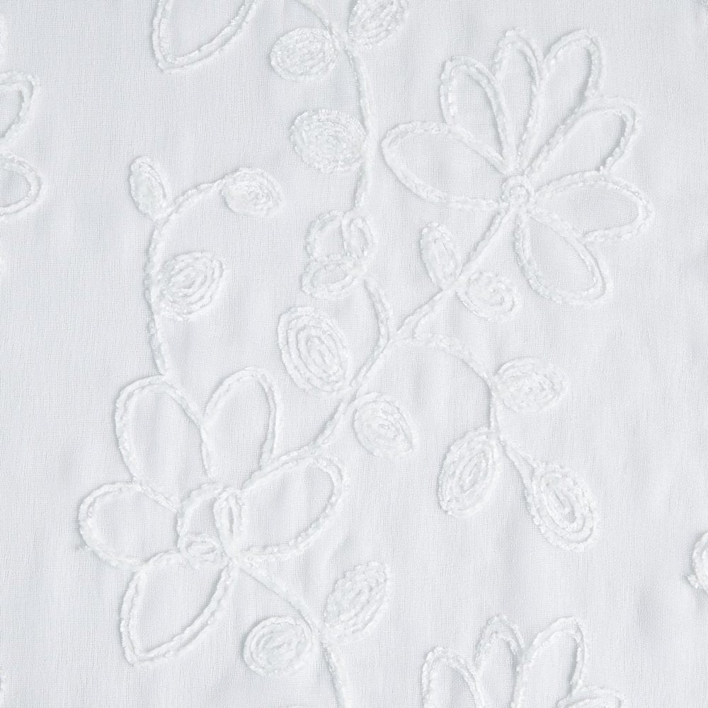 Set of Two 84" White Floral Embroidered Window Panels