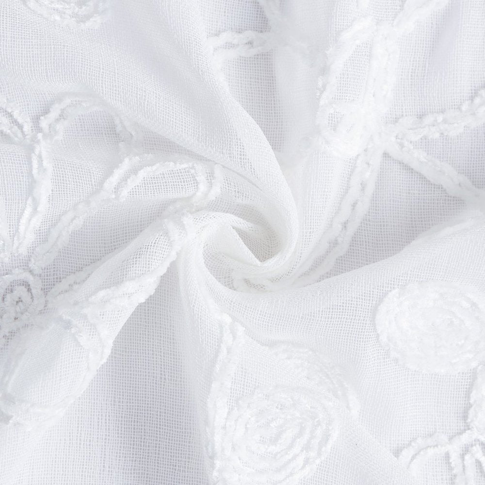 Set of Two 84" White Floral Embroidered Window Panels