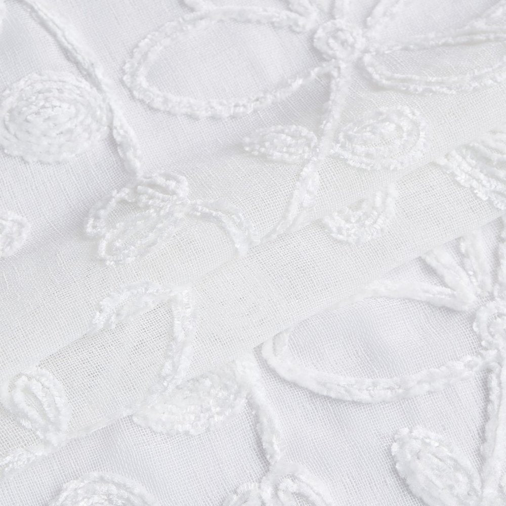 Set of Two 84" White Floral Embroidered Window Panels