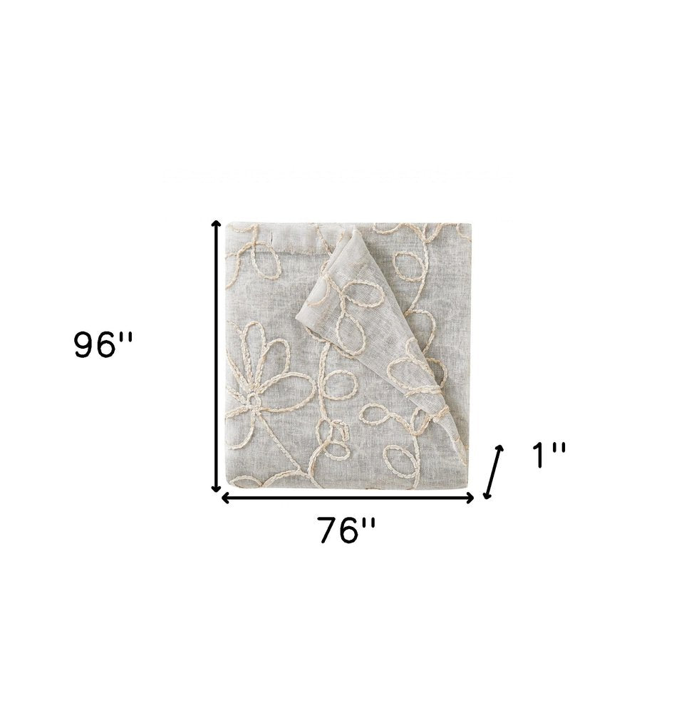 Set of Two 96" Tan Floral Embroidered Window Panels