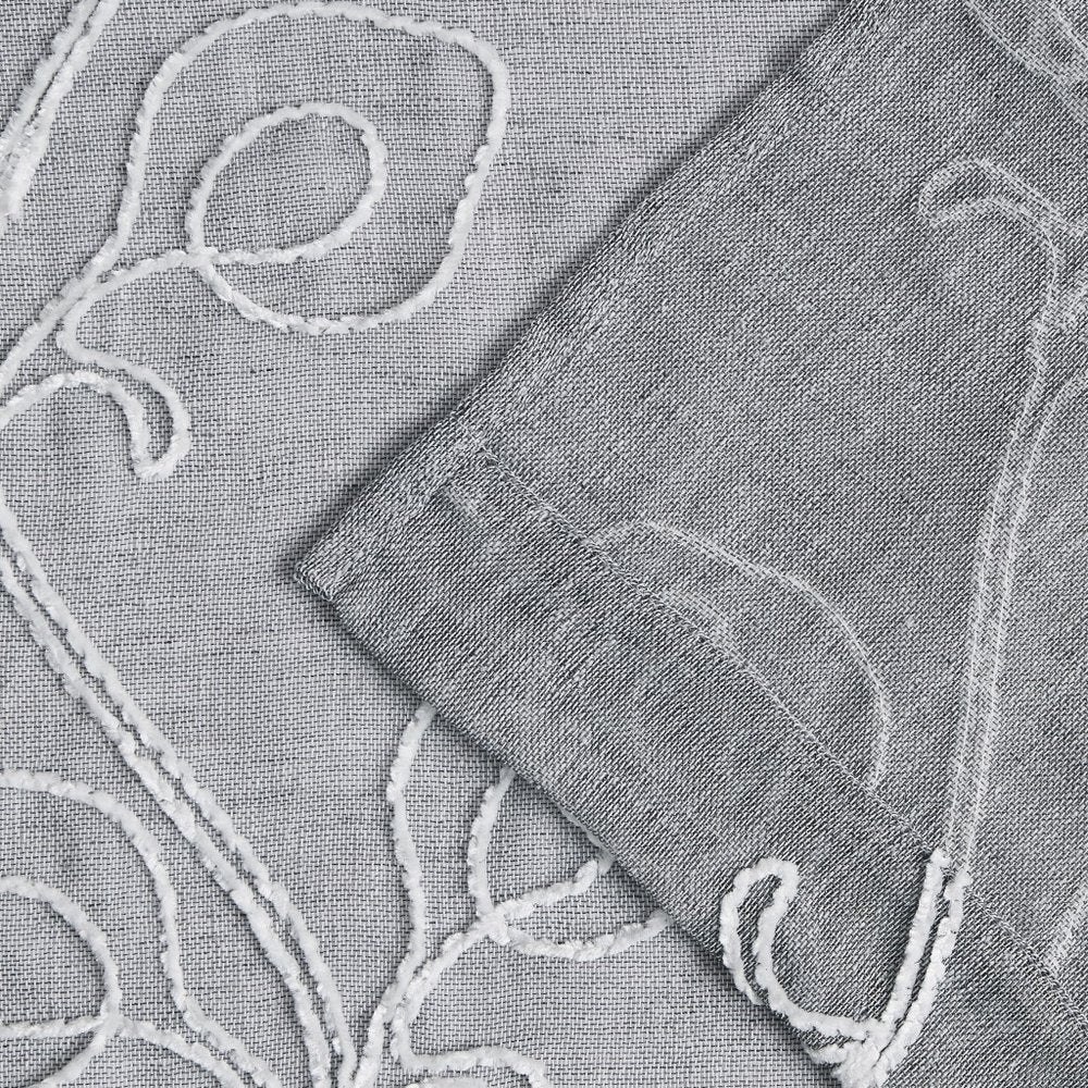 Set of Two 96" Silver Boho Embroidered Window Panels