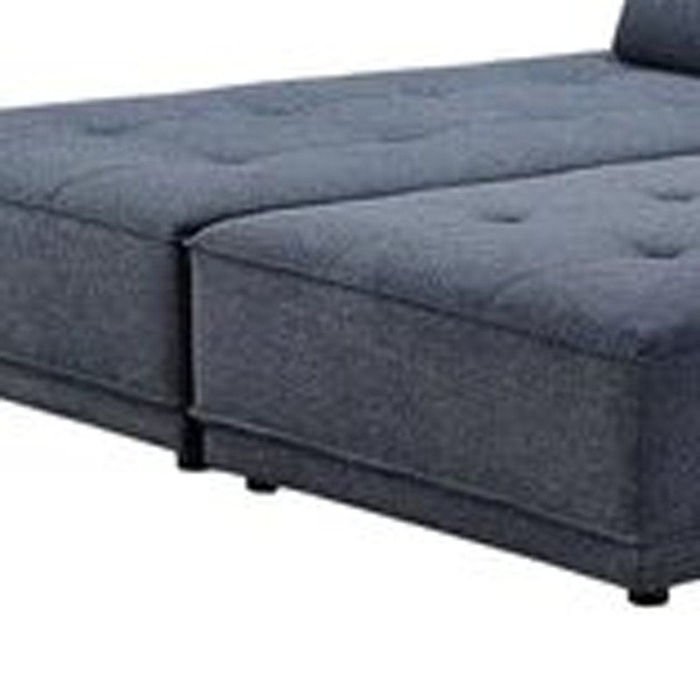 Sofá y chaise longue fijos en forma de L, de dos piezas, 100 % poliéster, color azul