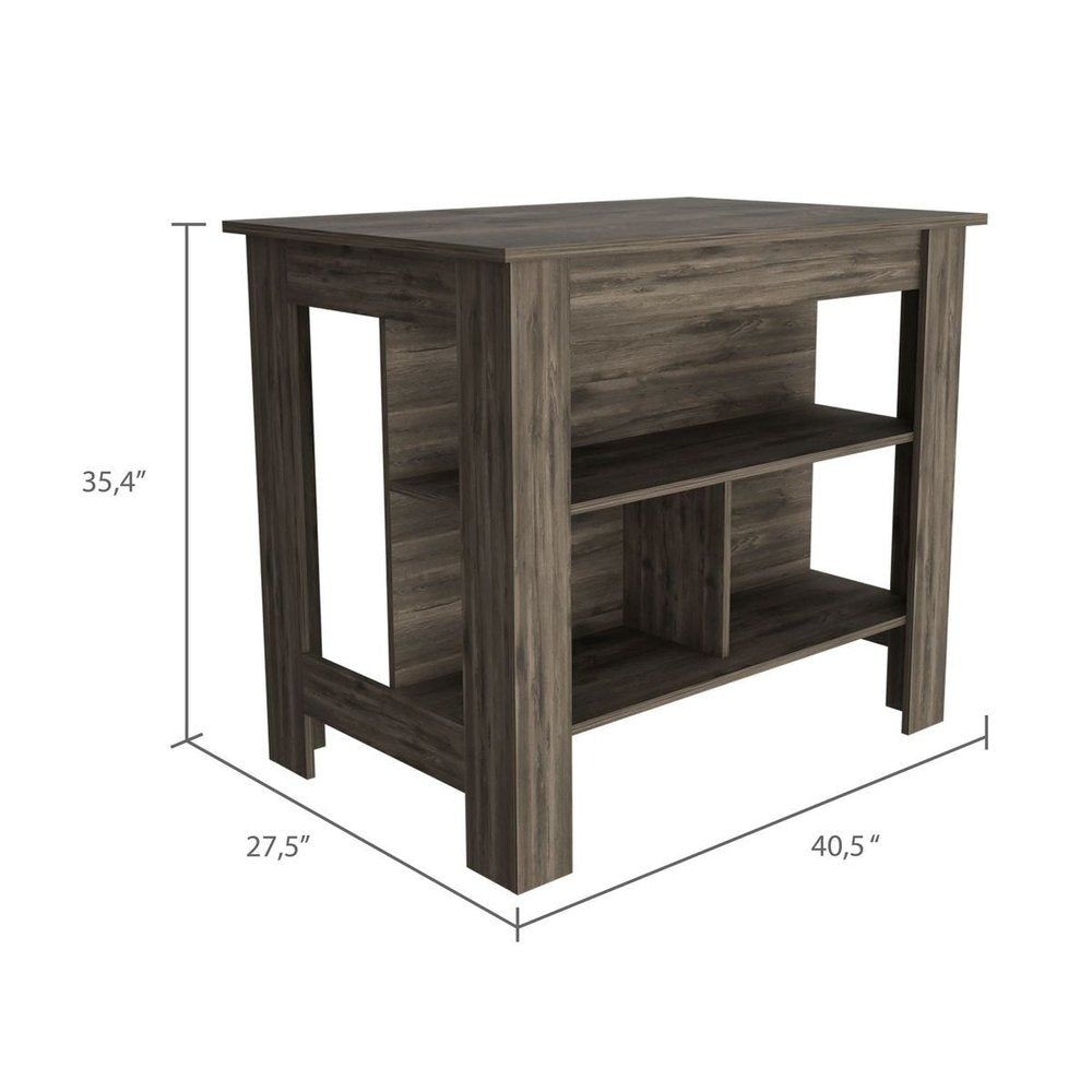 Isla de cocina marrón de 41" con almacenamiento