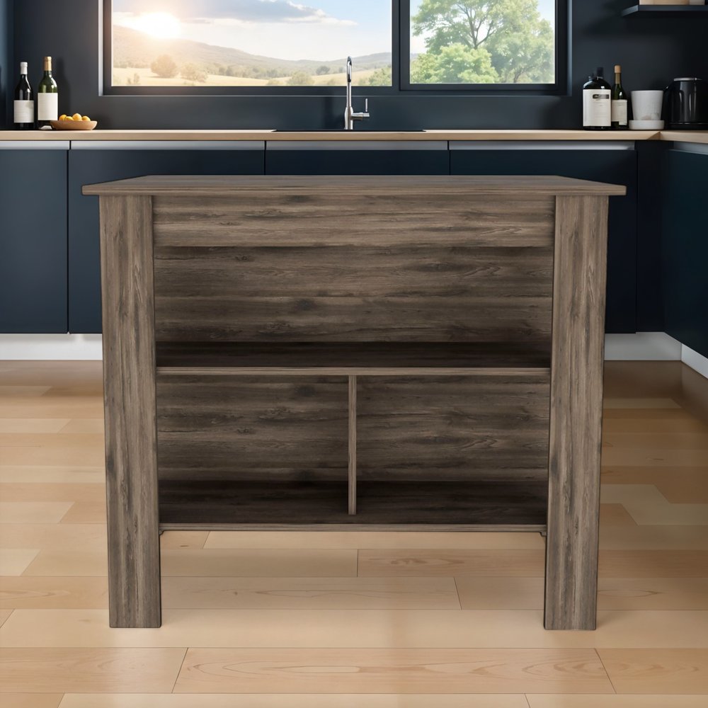 Isla de cocina marrón de 41" con almacenamiento