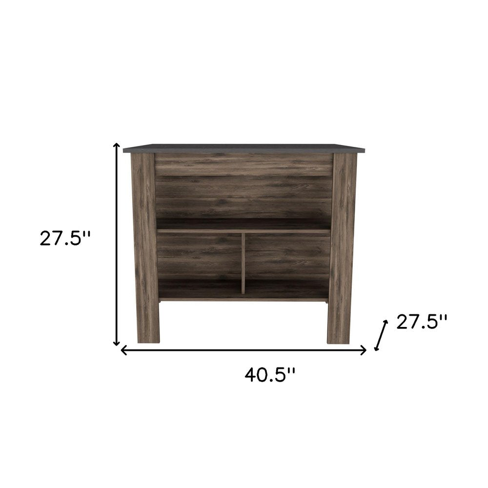 Isla de cocina de 41" en marrón oscuro y marrón con almacenamiento