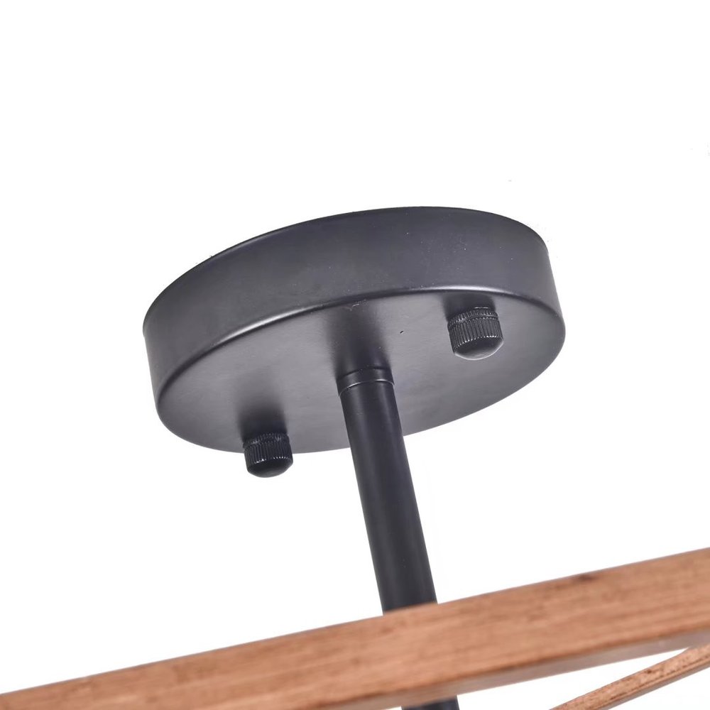 Lámpara de techo industrial de madera cuadrada de cuatro luces