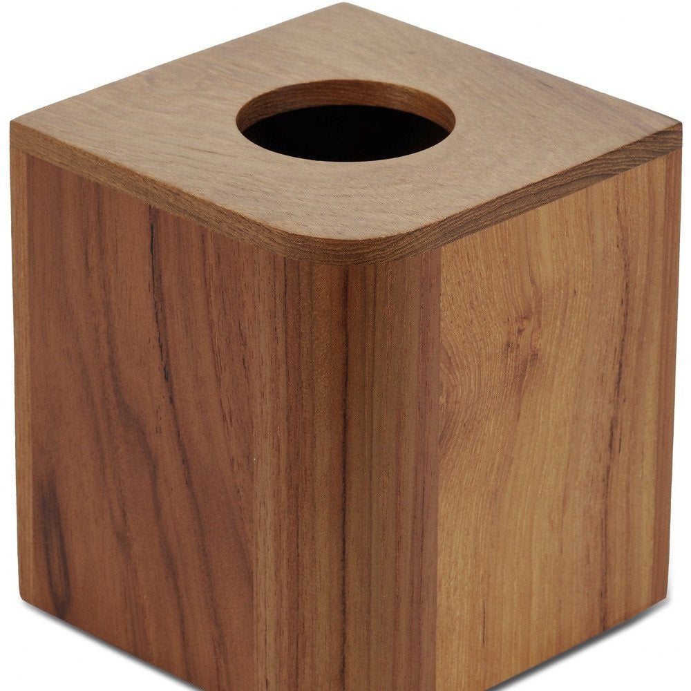 Funda de teca auténtica para caja de pañuelos de diseño