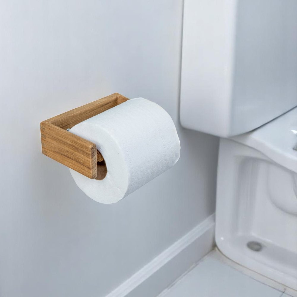 Traditional Solid Teak Wall Mount Toilet Paper Holder