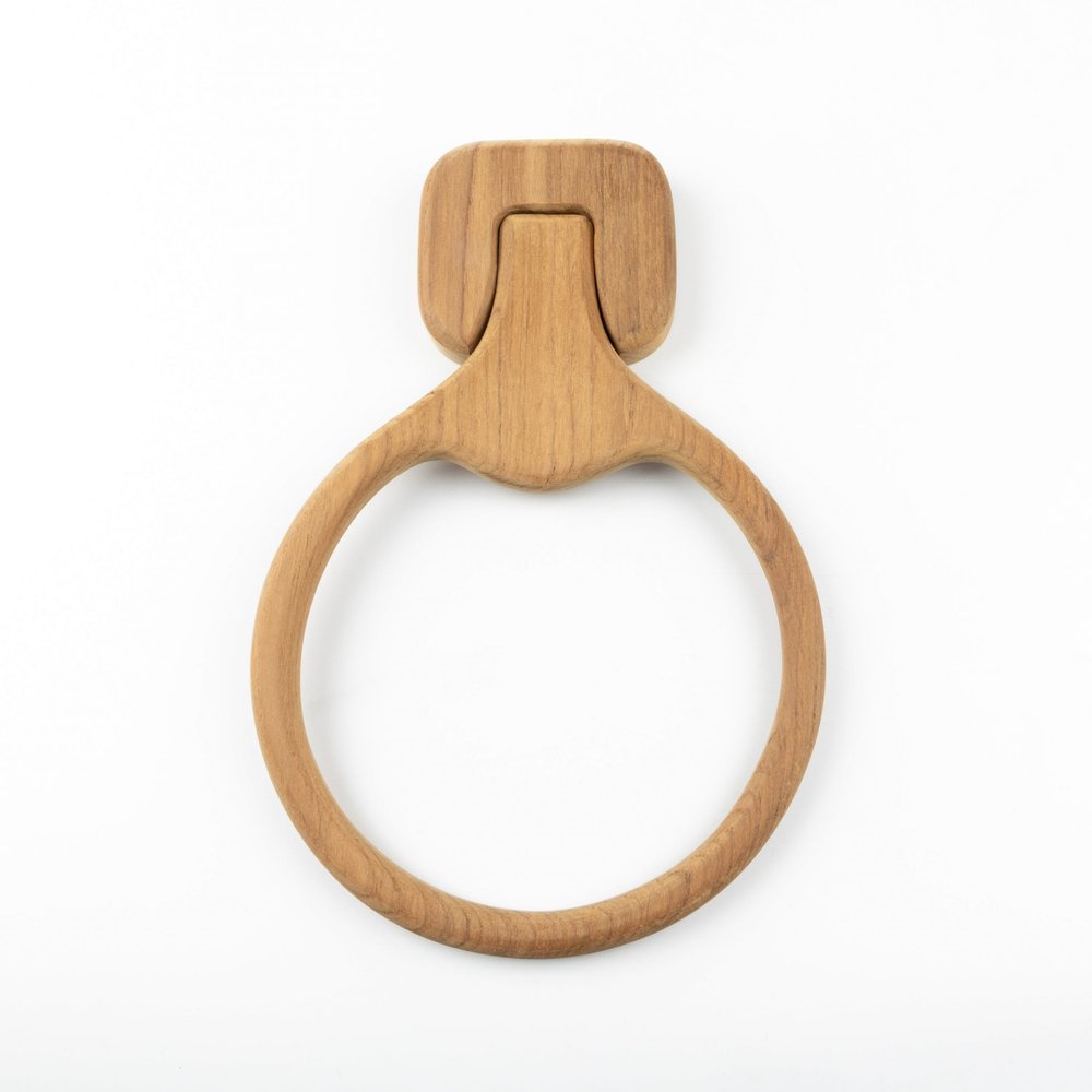 Toallero de pared de madera maciza de teca natural