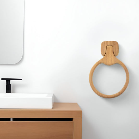 Toallero de pared de madera maciza de teca natural