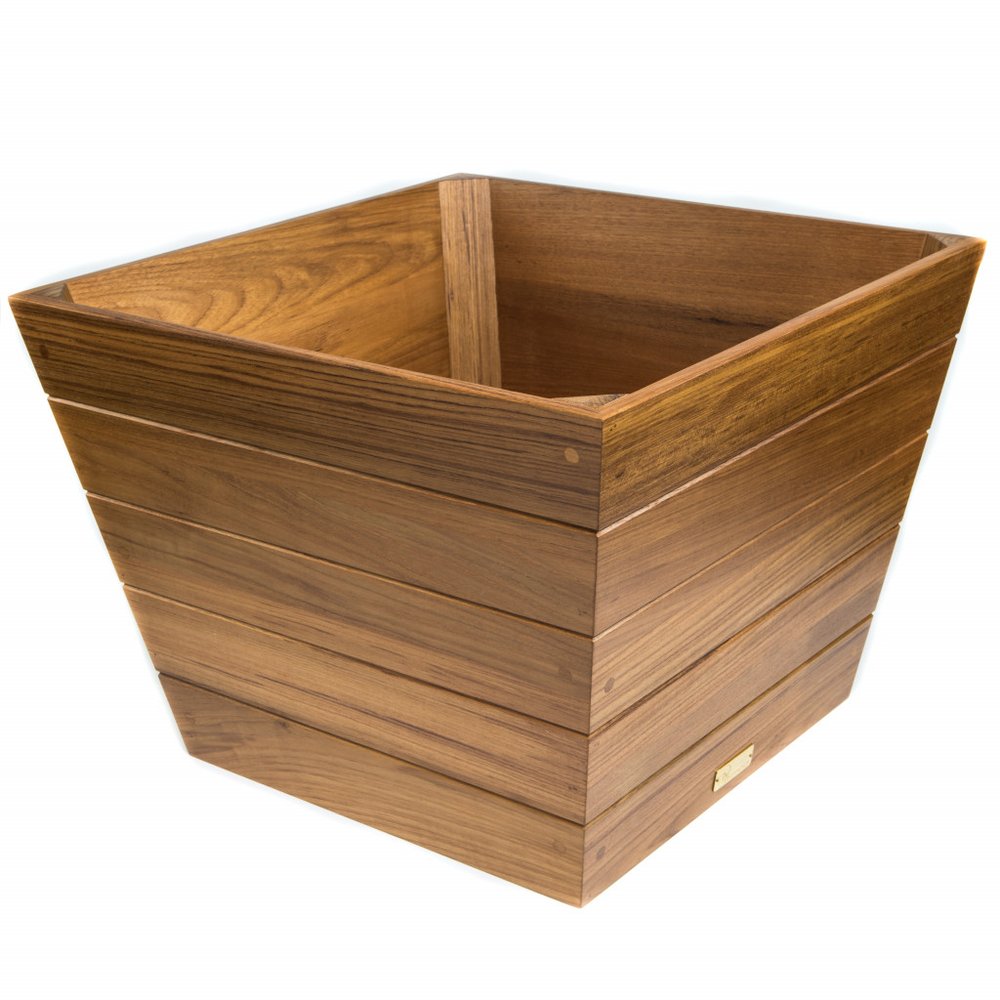 Jardinera cuadrada de madera marrón de 19" para interior y exterior