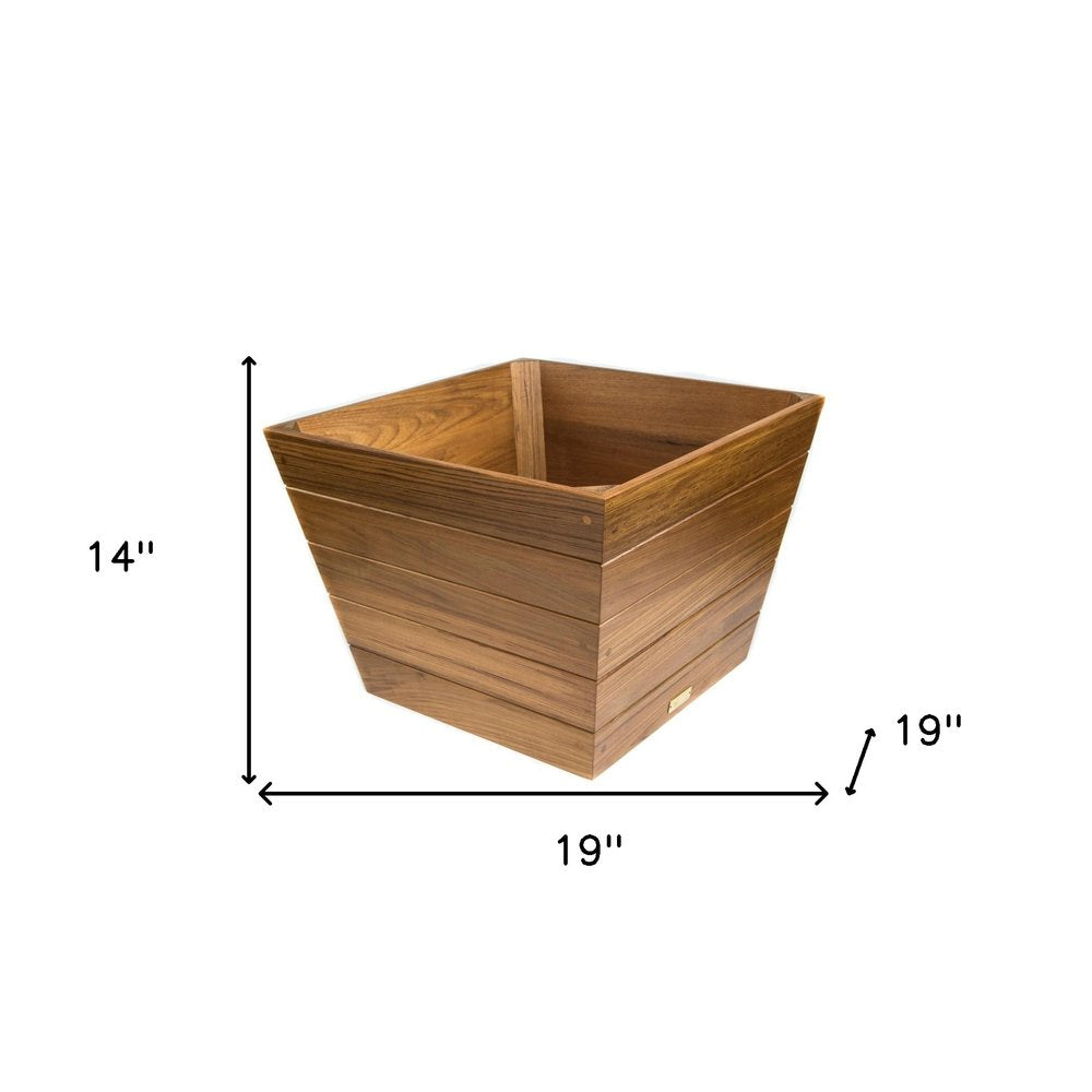 Jardinera cuadrada de madera marrón de 19" para interior y exterior