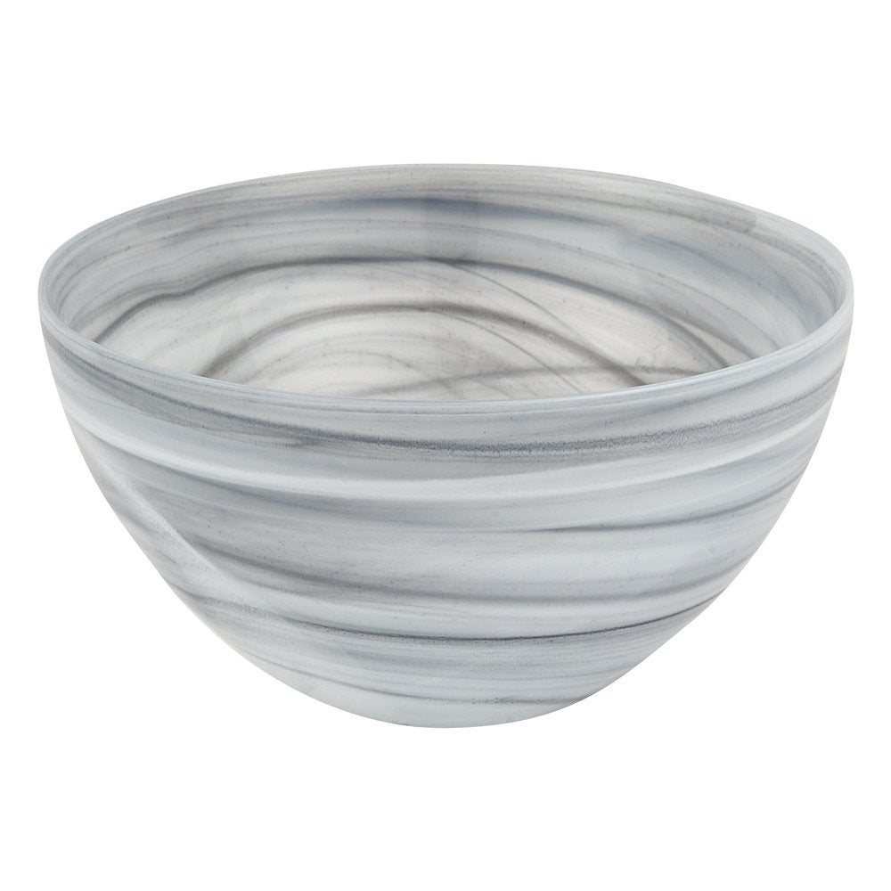6" Gray And White Alabaster Glass Round Candy or Nut Bowl