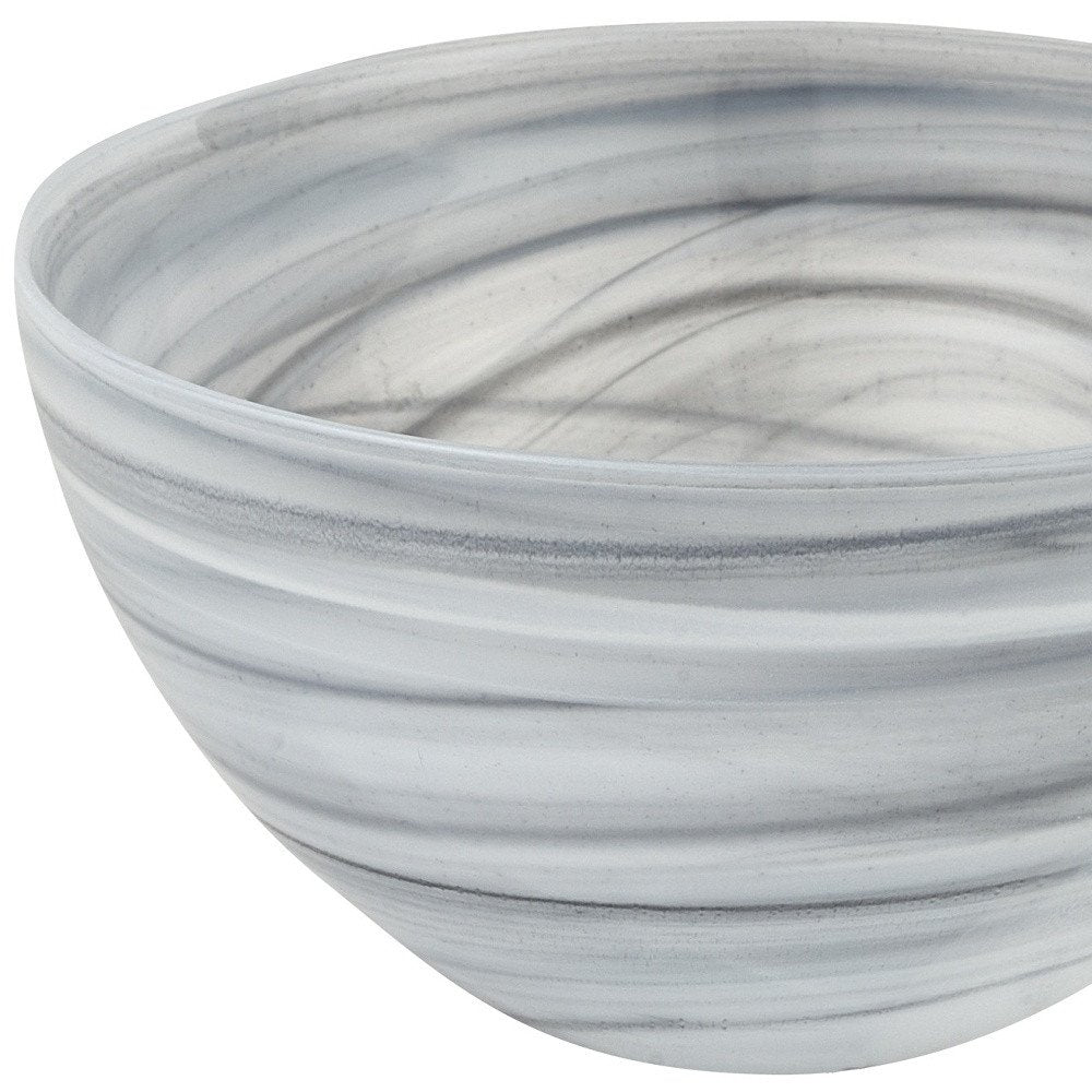 6" Gray And White Alabaster Glass Round Candy or Nut Bowl