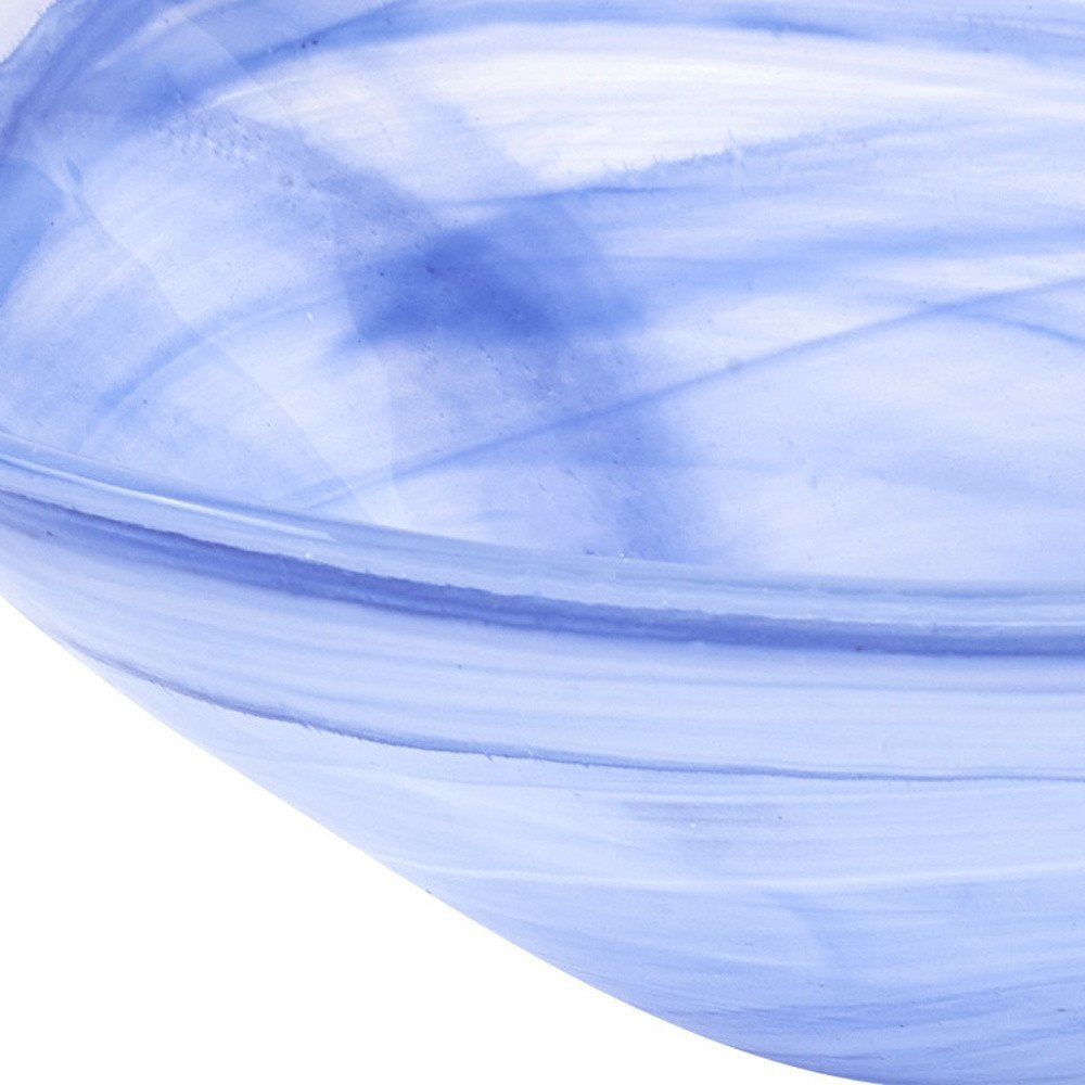 10" Blue And White Alabaster Glass Square Salad Bowl