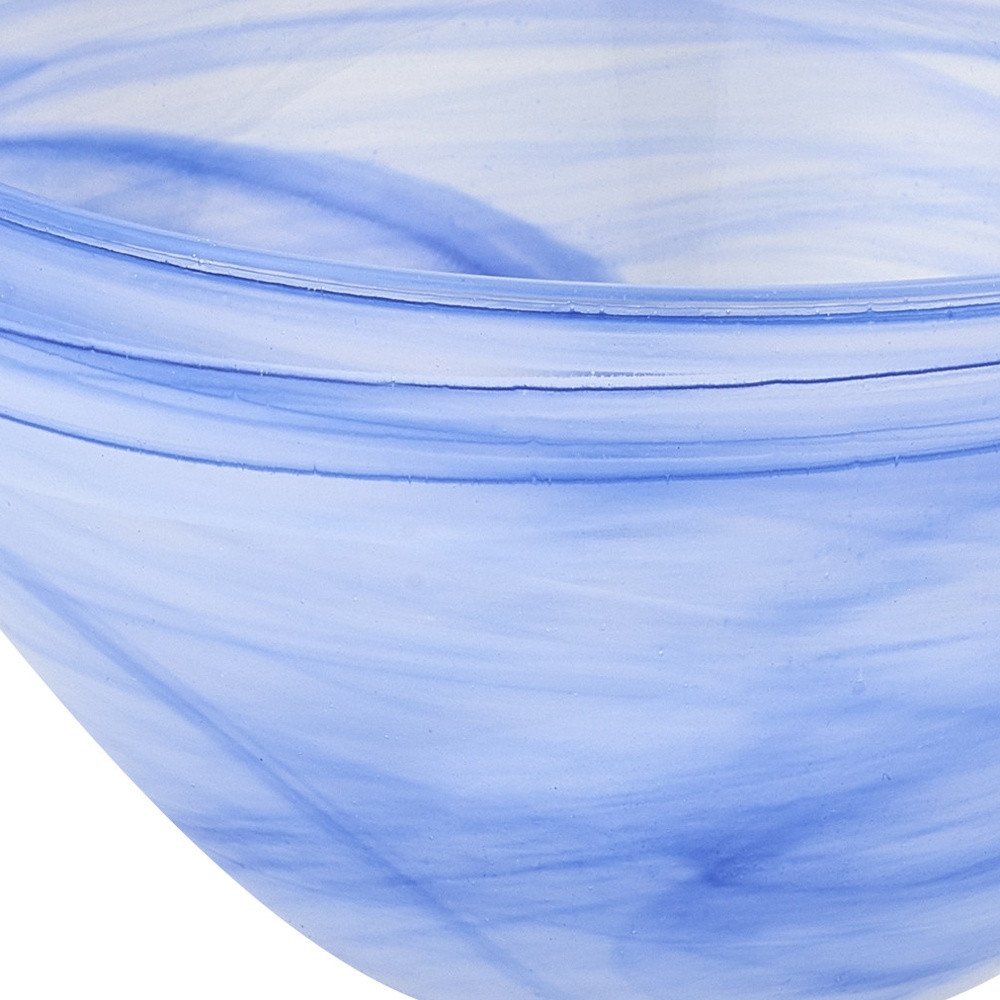 Tazón redondo de vidrio de alabastro azul y blanco de 6" para dulces o frutos secos