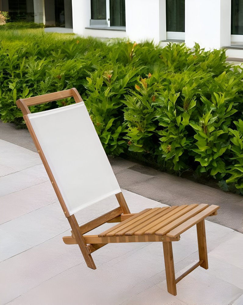 Tumbona de exterior de madera maciza marrón y natural de 15"