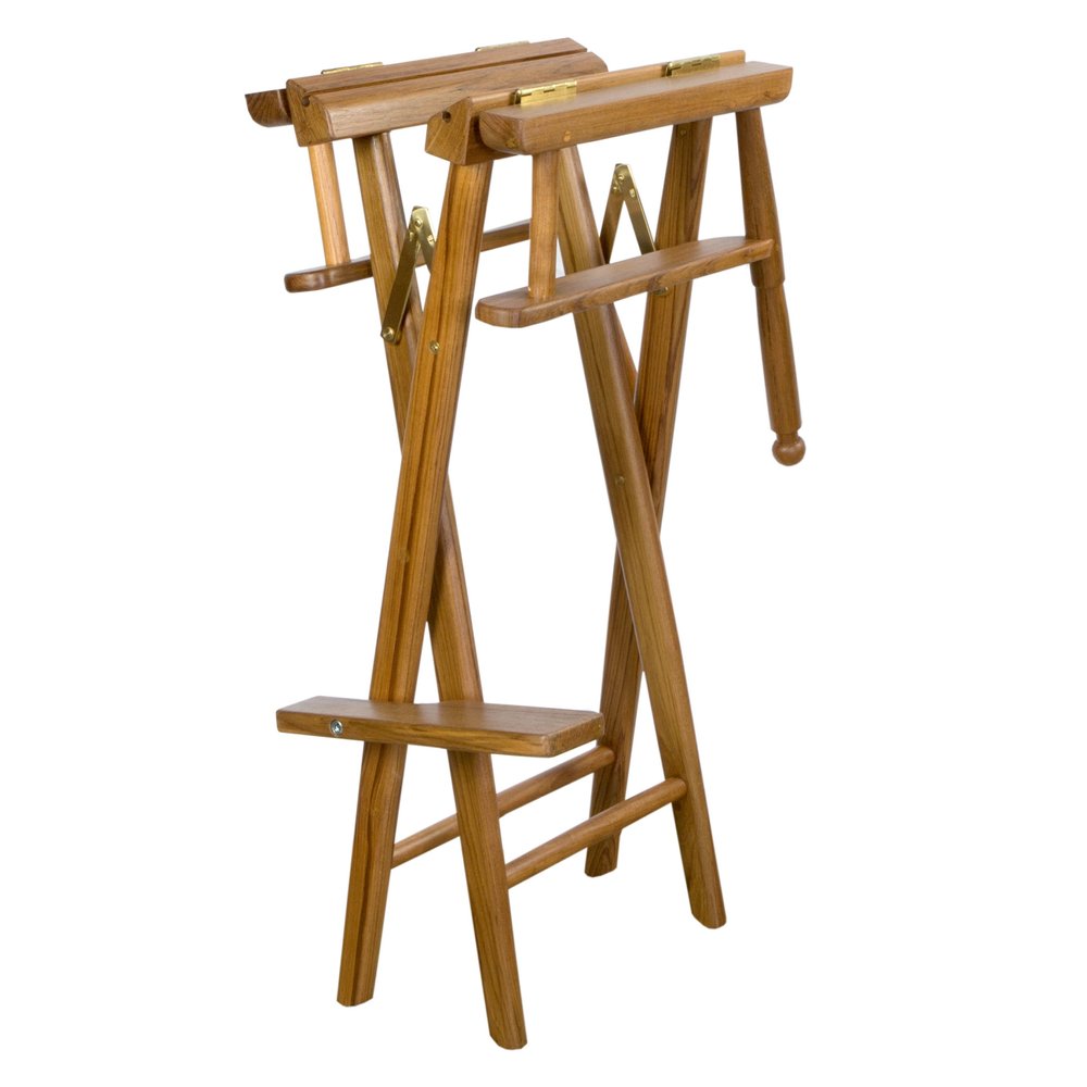 Silla de director para interiores y exteriores de madera maciza color marfil y marrón de 23"