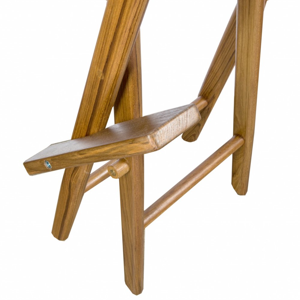 Silla de director para interiores y exteriores de madera maciza color marfil y marrón de 23"