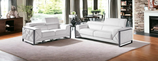 Conjunto de asientos para cinco personas en cuero italiano blanco de dos piezas para interiores
