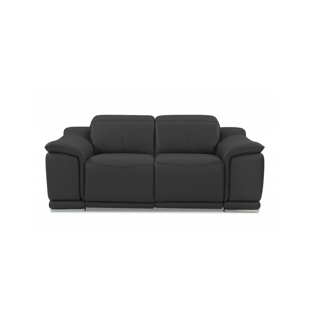 Conjunto de asientos para cinco personas en cuero italiano gris oscuro de dos piezas para interiores