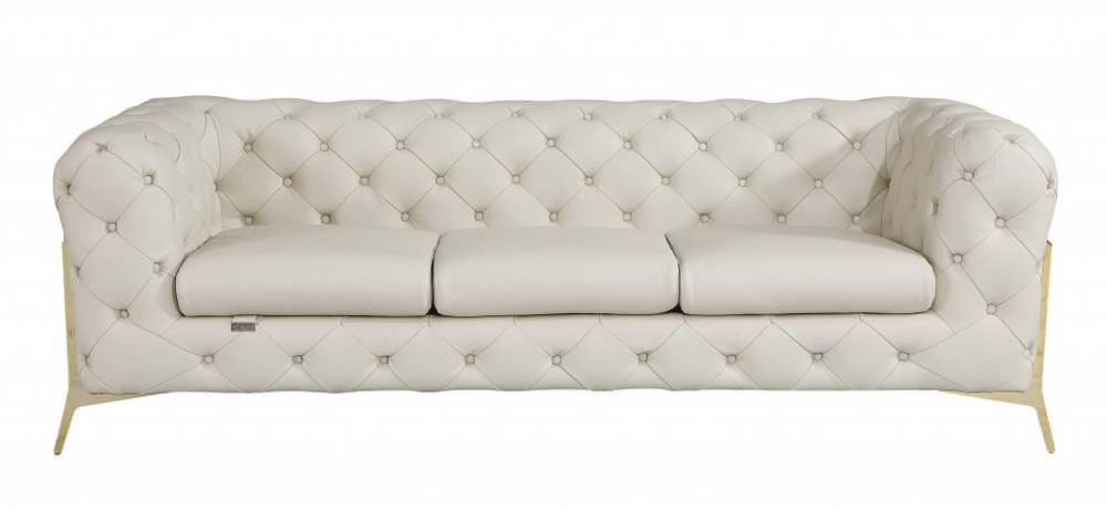 Conjunto de asientos para cinco personas de cuero italiano beige de dos piezas para interiores