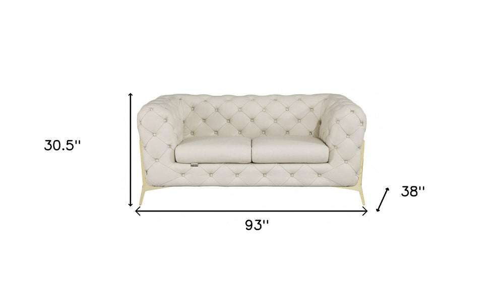 Conjunto de asientos para cinco personas de cuero italiano beige de dos piezas para interiores